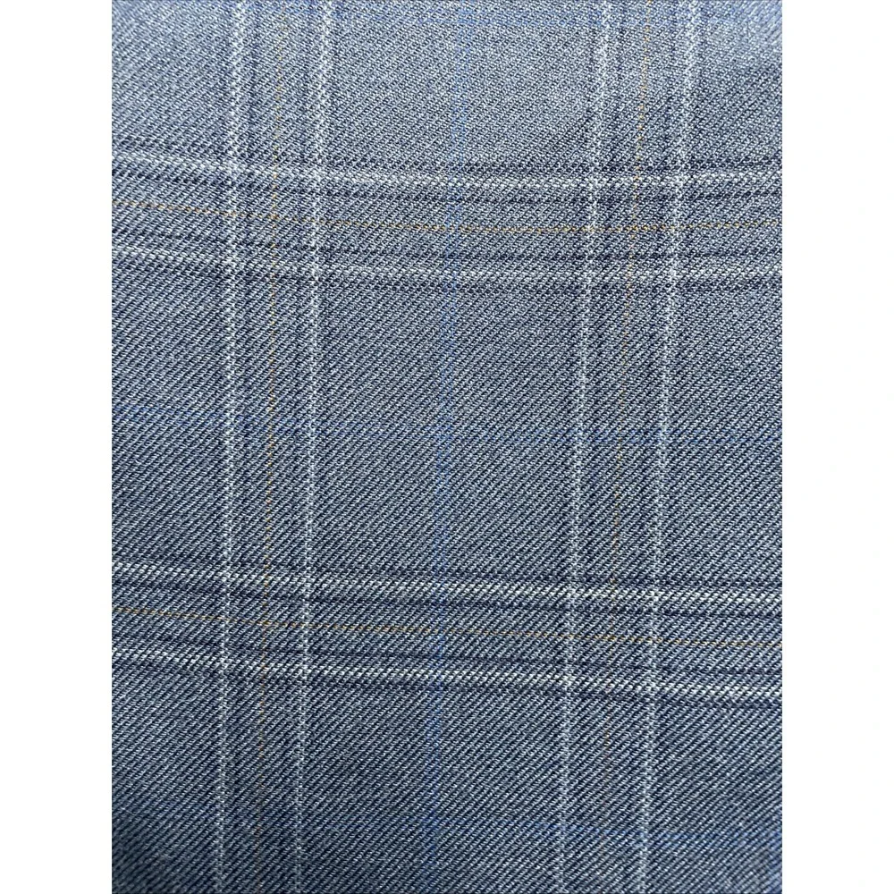 HART SCHAFFNER MARX 42R Wool Blue Gold Windowpane Blazer, Pocket sown shut